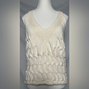 ZARA Cream Cable Knit Boho Summer Vacation Sleeveless Top Size M